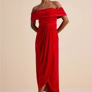 Elegant Off-Shoulder Red Dress